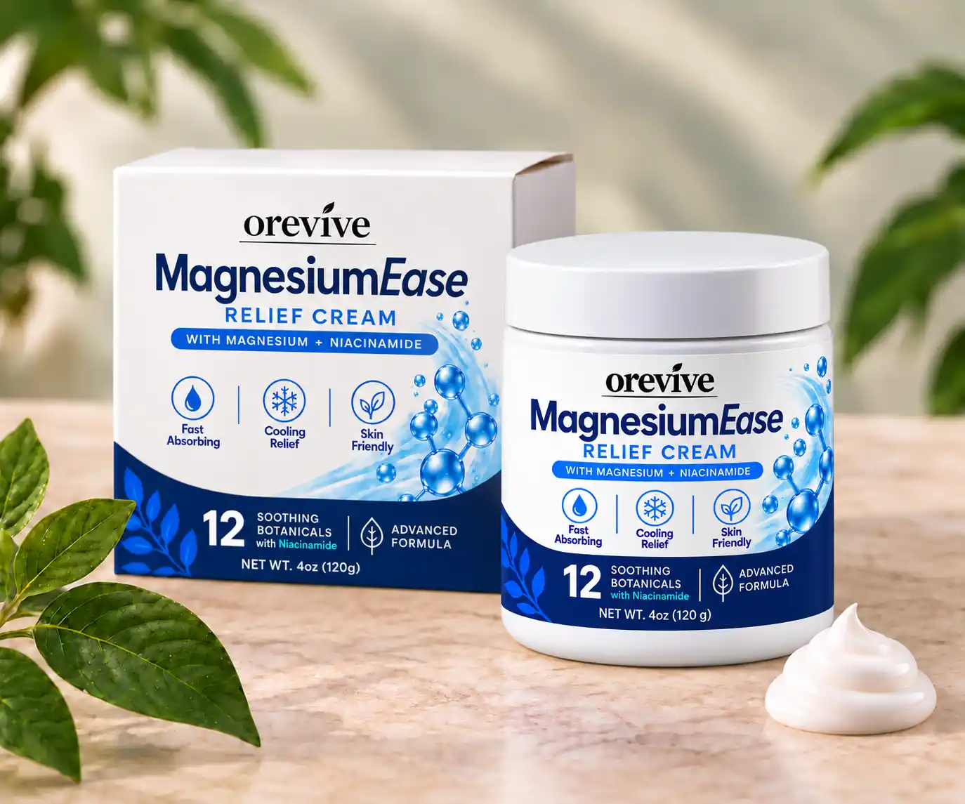 Orevive MagnesiumEase cream and box