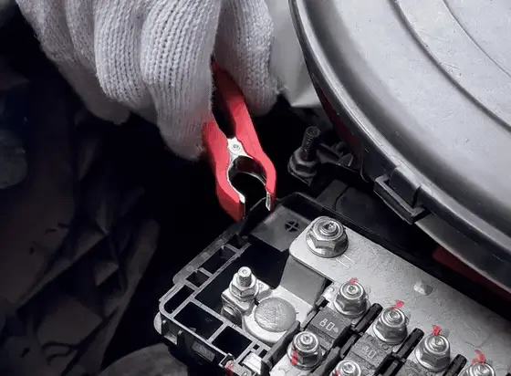 Battery clamps: red to red, black to black